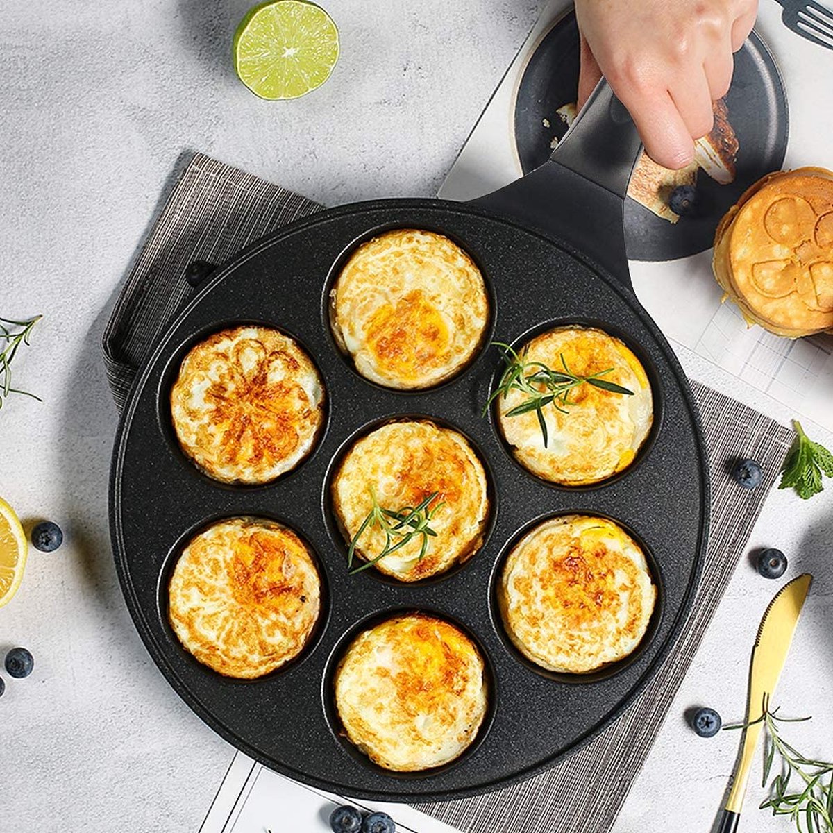 Cherchie Pancake Pan 7 Kop - Marmeren Anti-aanbaklaag