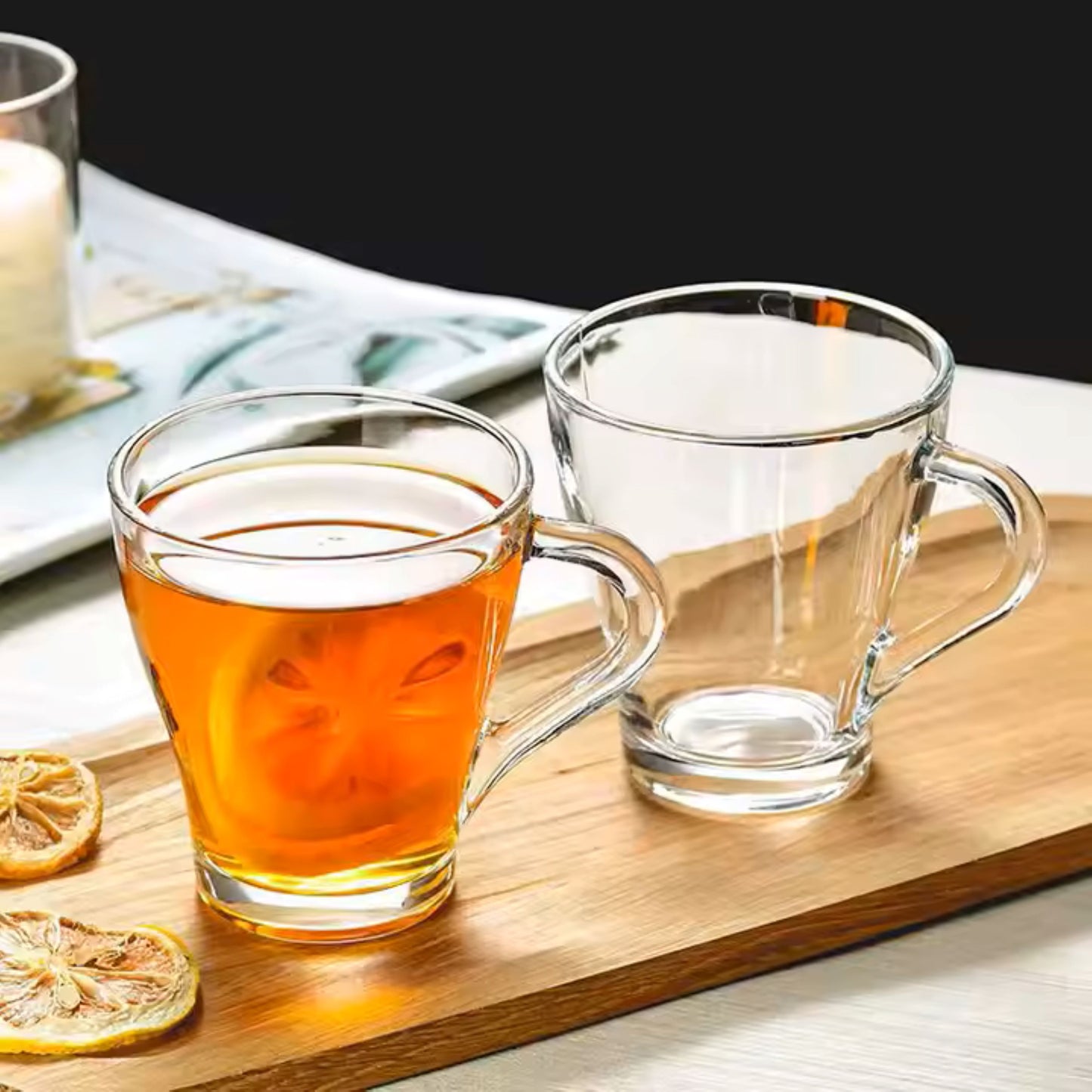 Cherchie Theeglazen met Oor - Set van 6 - 250ml - Theeglas