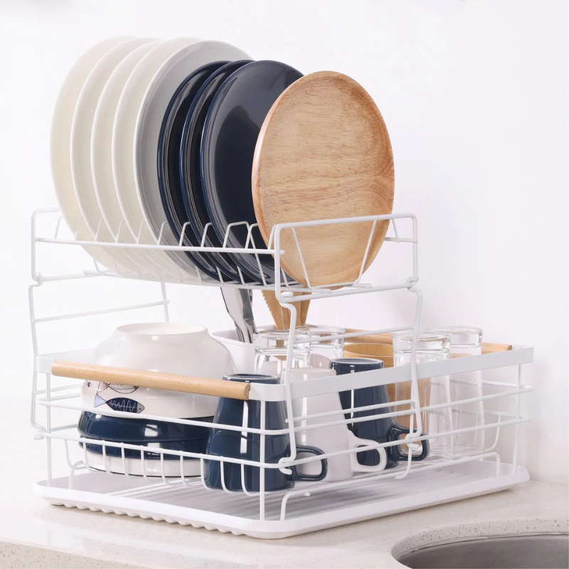 Cherchie Afdruiprek Wit - 2 Etages met Bestekmand