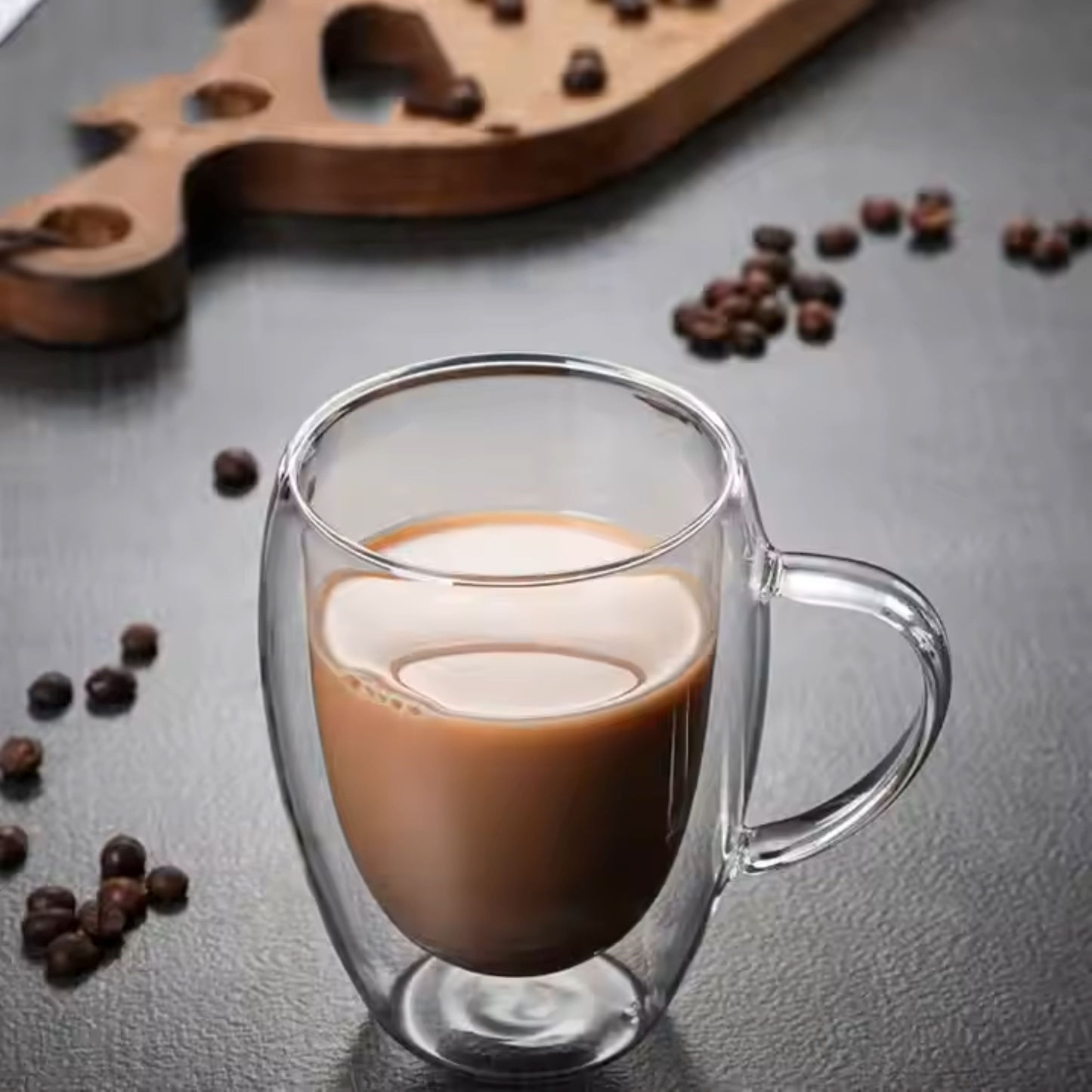 Cherchie- 6 stuks dubbelwandige glazen met oor - geschikt voor verschillende soorten koffie - Set van 6 ( 350 ml ) - Cherchie