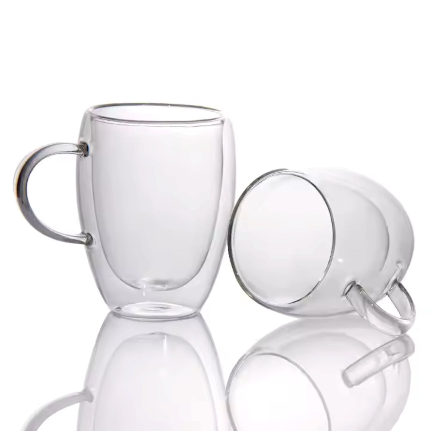 Cherchie- 6 stuks dubbelwandige glazen met oor - geschikt voor verschillende soorten koffie - Set van 6 ( 350 ml ) - Cherchie