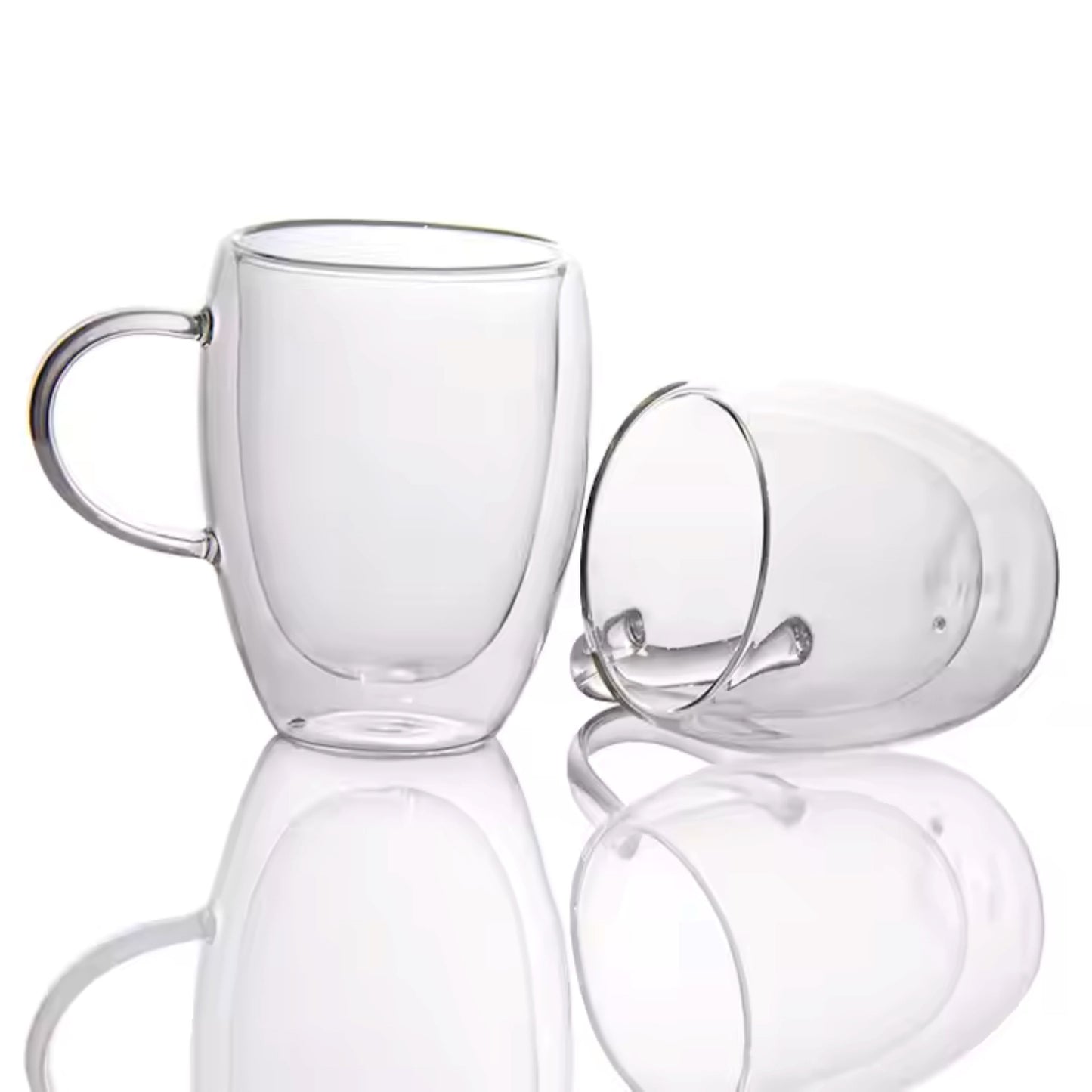 Cherchie- 6 stuks dubbelwandige glazen met oor - geschikt voor verschillende soorten koffie - Set van 6 ( 350 ml ) - Cherchie