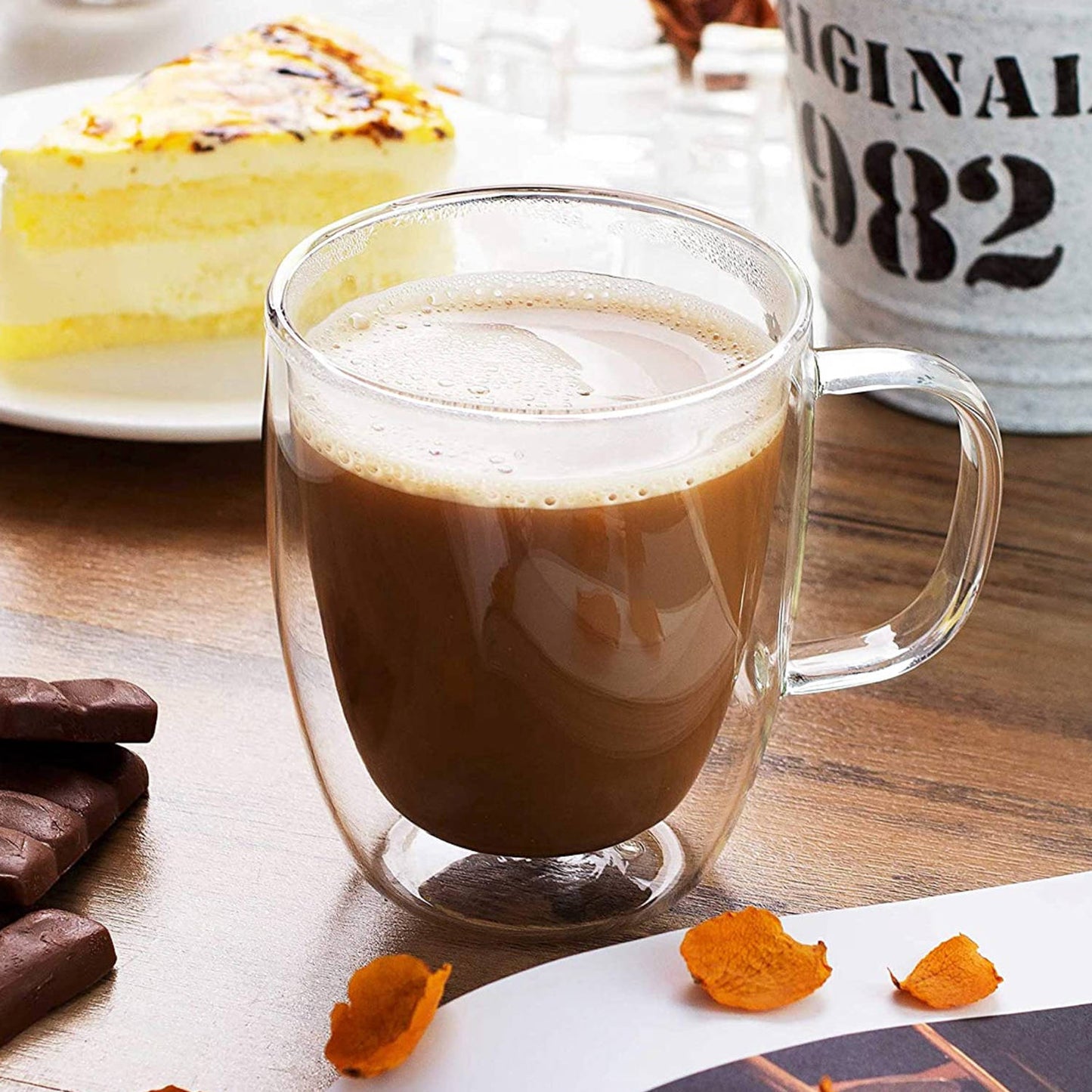 Cherchie - 4 stuks dubbelwandige glazen met oor - geschikt voor verschillende soorten koffie - Set van 4 ( 350 ml )