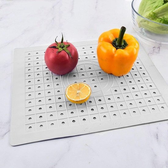 Cherchie Gootsteenmat Wit - 31x26 cm - Siliconen