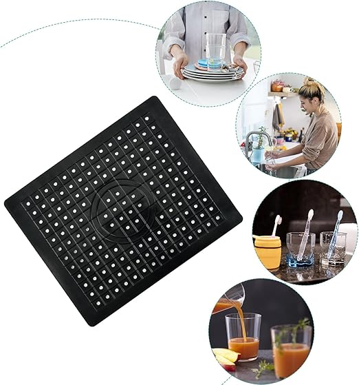 Cherchie Gootsteenmat Zwart - 31x26 cm - Siliconen Spoelbakmat