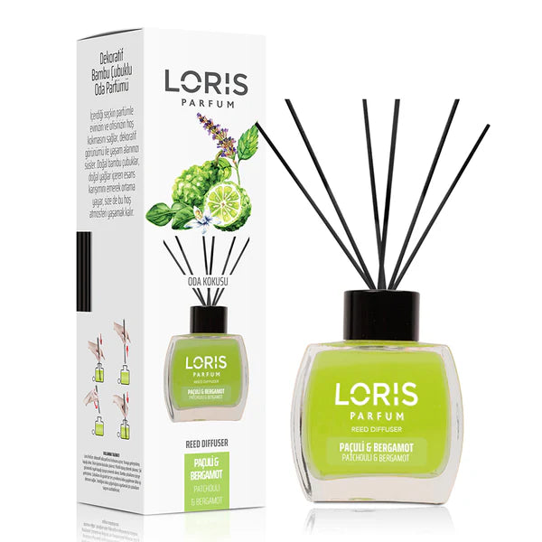 LORIS Parfum - Geurstokjes - Huisgeur - Patchouli & Bergamot - 120ml