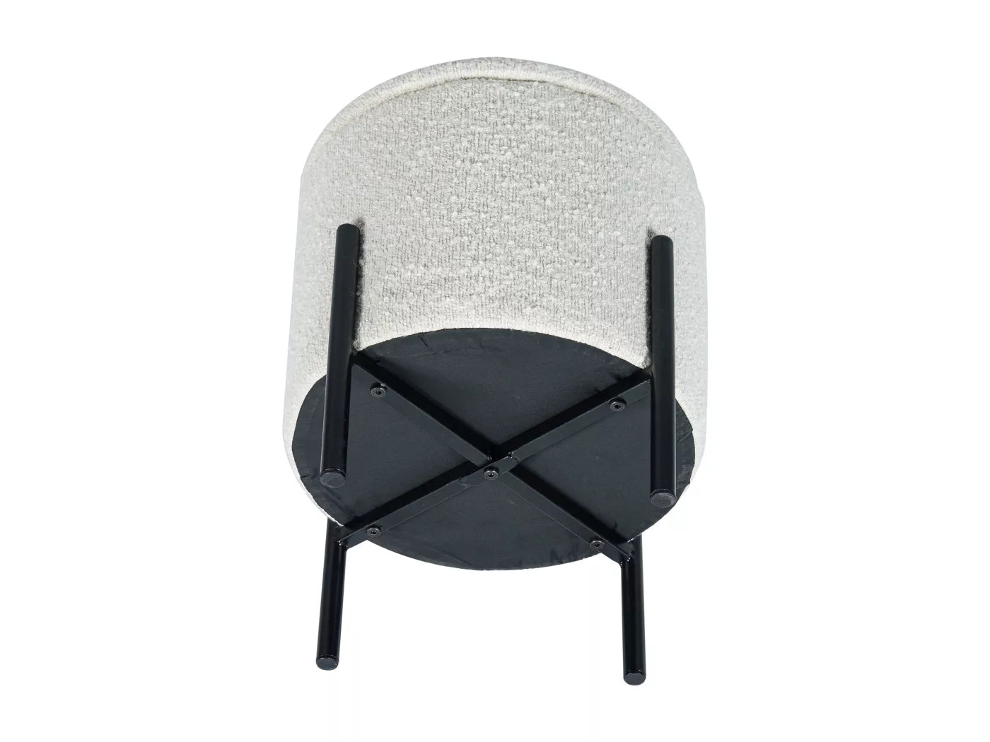 Cherchie - Ronde Poef met Opbergruimte - Wit - Zwarte Poten - 30x31 cm