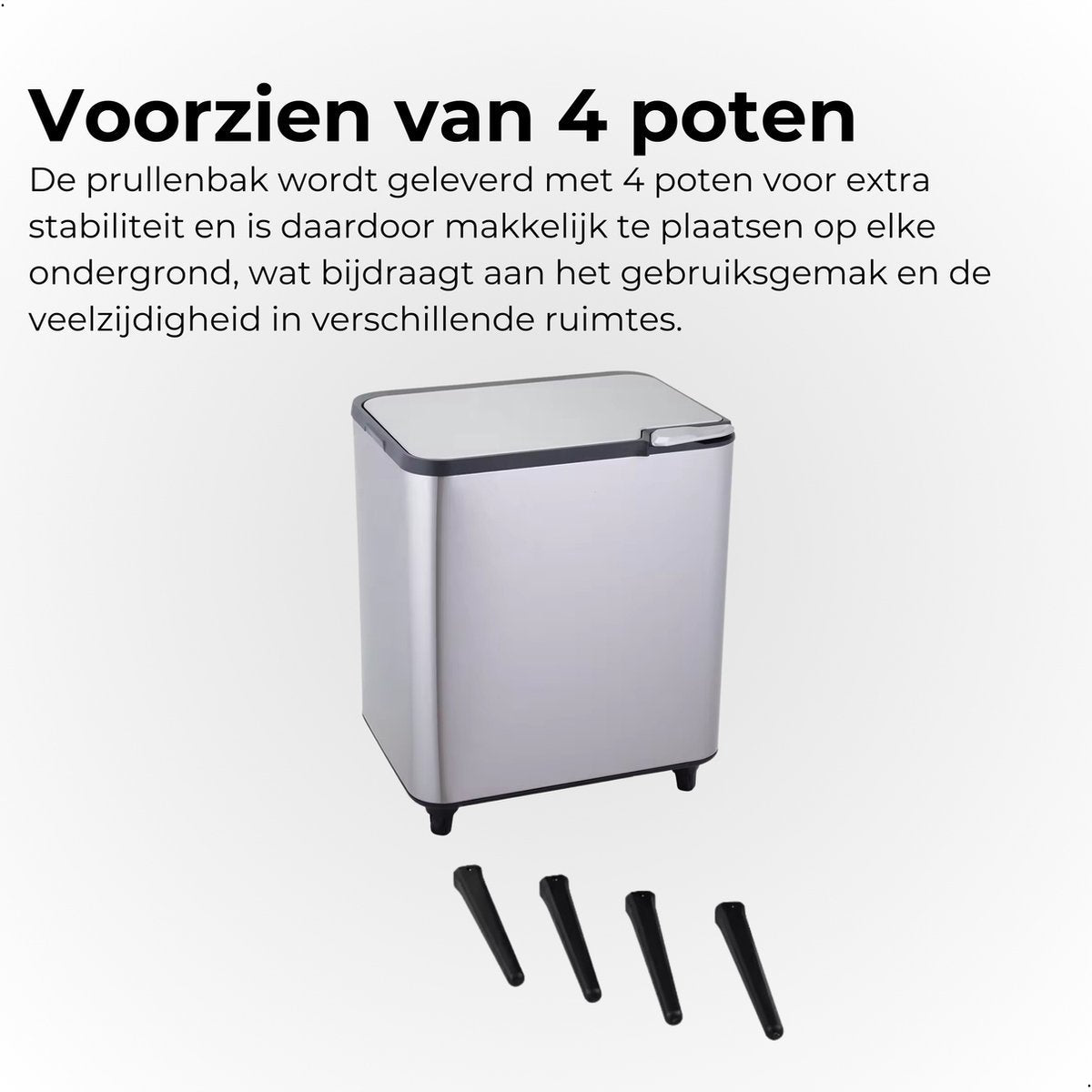 Cherchie prullenbak op pootjes - 33 + 3 L - Zilver - Modern