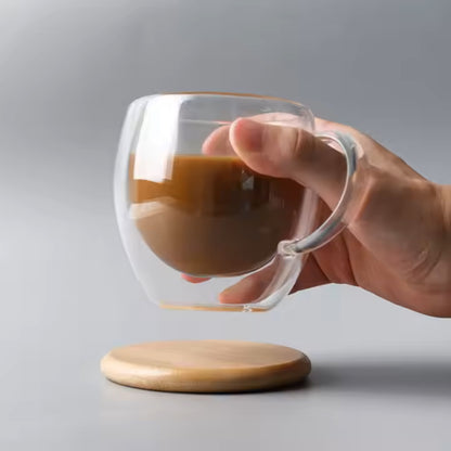Cherchie - 6 stuks dubbelwandige glazen met oor - geschikt voor verschillende soorten koffie - Set van 6 ( 250 ml ) - Cherchie