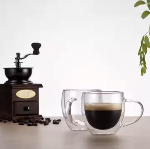 Cherchie - 2 stuks dubbelwandige glazen met oor - geschikt voor verschillende soorten koffie - Set van 2 ( 250 ml )
