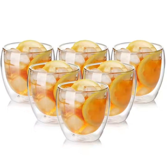 Cherchie - 6 stuks dubbelwandige glazen - geschikt voor verschillende soorten koffie- Set van 6 ( 250 ml)