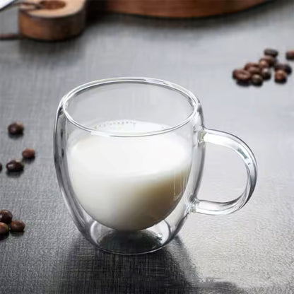 Cherchie - 6 stuks dubbelwandige glazen met oor - geschikt voor verschillende soorten koffie - Set van 6 ( 250 ml ) - Cherchie