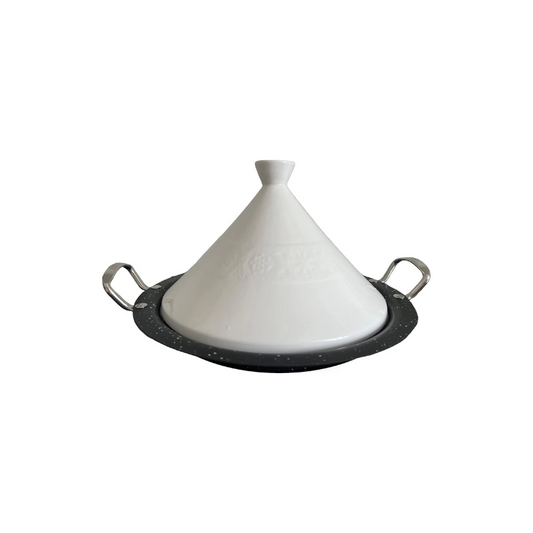 Cherchie Tajine 30 cm - Graniet - Geschikt voor Alle Warmtebronnen - Wit/Zwart