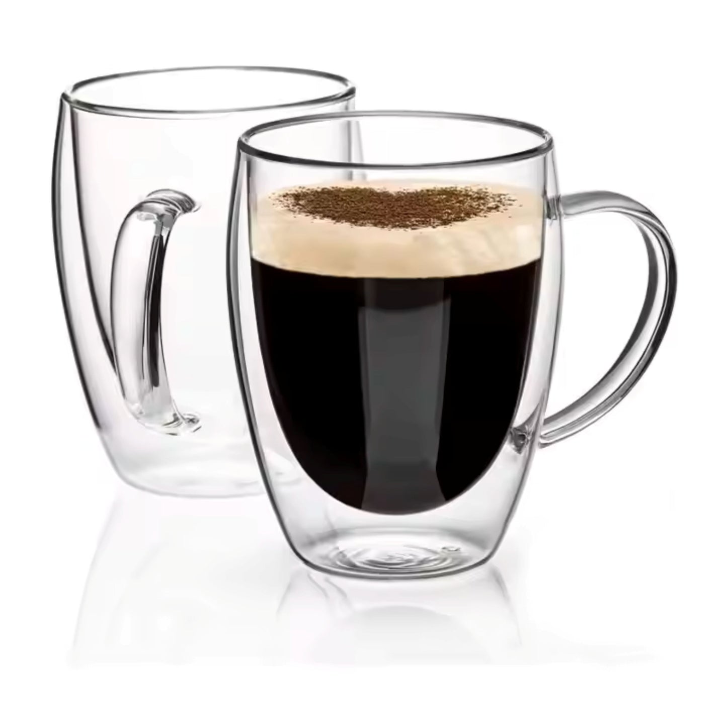 Cherchie- 6 stuks dubbelwandige glazen met oor - geschikt voor verschillende soorten koffie - Set van 6 ( 350 ml ) - Cherchie