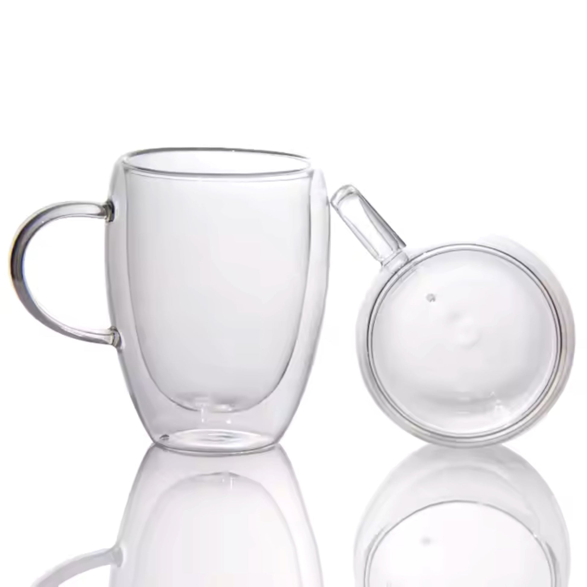 Cherchie- 6 stuks dubbelwandige glazen met oor - geschikt voor verschillende soorten koffie - Set van 6 ( 350 ml ) - Cherchie