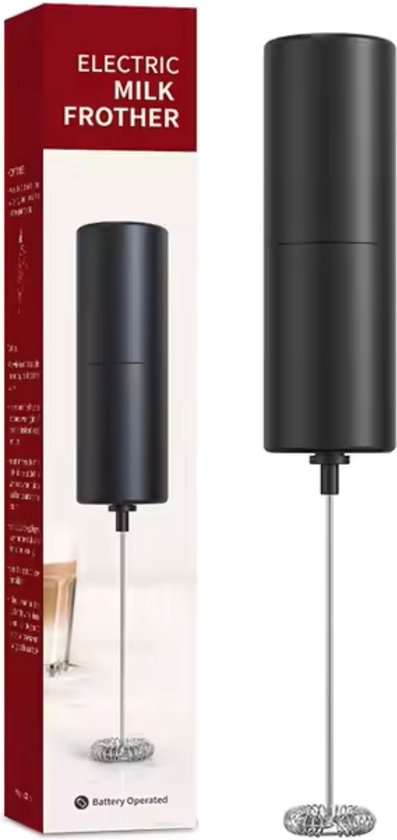 Cherchie - Elektrische Melkopschuimer - Melk Opschuimer Handmatig - Koffie Mini Mixer - Draadloos op Batterijen - Zonder Stekker - Handig op de Camping - Zwart