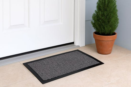 Schoonloopmat met Rubberen Rand – Grijs/Zwart – 40x60 cm