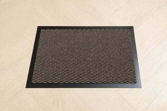 Schoonloopmat taupe/grijs met rubberen rand – 40x60 cm