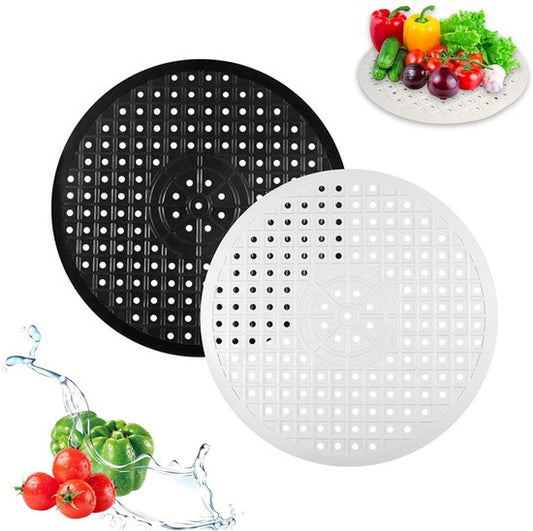 Gootsteenmat - 2 Stuks - 30cm - Rond - Wit en Zwart - Keuken Accessoires - Gootsteen Beschermer - Spoelbakmat - Anti Kras - Voor Wasbak - Wasbak Matje - Gootsteen Matje - Onderzetters Siliconen - Rubber Mat - Gootsteen Accessoires