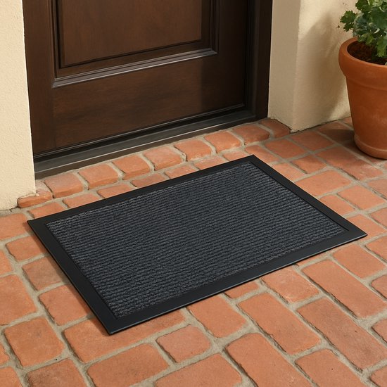 Schoonloopmat Antraciet met Rubberen Rand – 40x60 cm