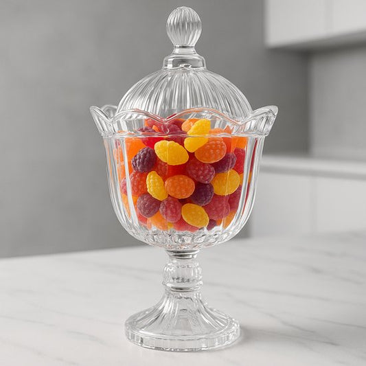 Glozini Glazen Snoeppot met Deksel – Elegante Candy Pot – Kristallook