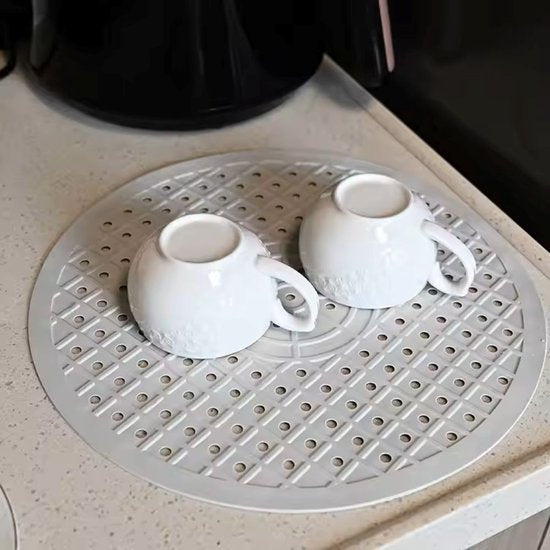 Gootsteenmat - ø 31 Cm - Gootsteenmatten - Voor Spoelbak - Gootsteenmat Rond - Wasbak Matje - Gootsteen Matje Wit Rond Ruber - Tpr-Materiaal - Aanrechtmatje Rubber Gootsteen - Voor Keukenspoelbakvloer, Bestek En Glaswerk - Wasbak Matje - Wit - 1 Stuk