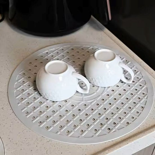 Gootsteenmat - ø 31 Cm - Gootsteenmatten - Voor Spoelbak - Gootsteenmat Rond - Wasbak Matje - Gootsteen Matje Wit Rond Ruber - Tpr-Materiaal - Aanrechtmatje Rubber Gootsteen - Voor Keukenspoelbakvloer, Bestek En Glaswerk - Wasbak Matje - Wit - 1 Stuk