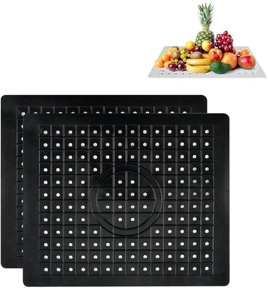 Gootsteenmat - 2 Stuks - 31x26cm - Rechthoekig - Zwart - Keuken Accessoires - Gootsteen Beschermer - Spoelbakmat - Anti Kras - Voor Wasbak - Wasbak Matje - Gootsteen Matje - Onderzetters Siliconen - Rubber Mat - Gootsteen Accessoires