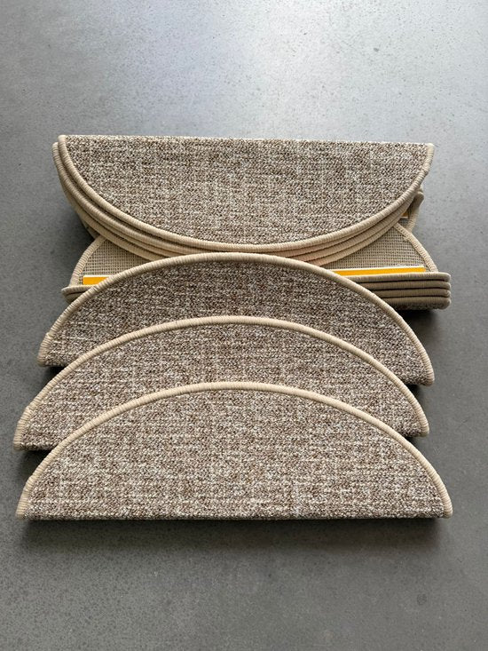 Cherchie Trapmatten Set – 15 stuks – Beige – 56x17x3,5 cm – Halfrond – Antislip Trapbescherming