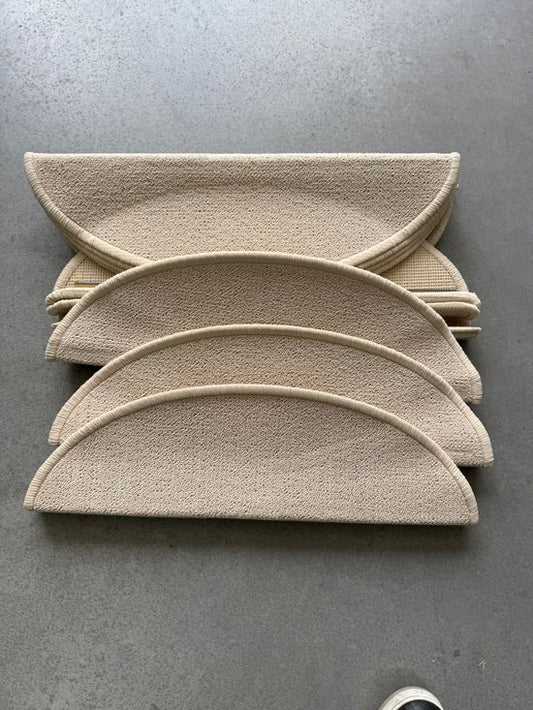 Cherchie Trapmatten Set – 15 stuks – Crème – 56x17x3,5 cm – Halfrond – Antislip Trapbescherming