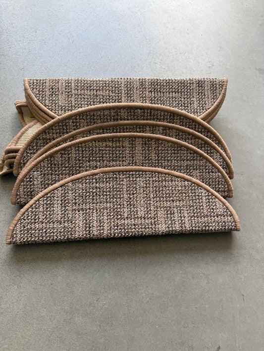 Cherchie Trapmatten Set – 15 stuks – Zand Gemêleerd – 56x17x3,5 cm – Halfrond – Antislip Trapbescherming