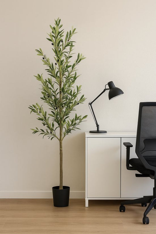 Kadirelli – Kunst Olijfboom XL – 170 cm – Mediterrane Sfeer – Met Zwarte Pot