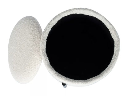 Cherchie - Ronde Poef met Opbergruimte - Wit - Zwarte Poten - 30x31 cm